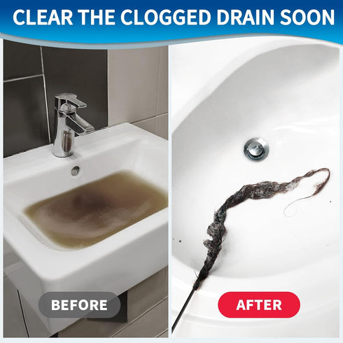 30 Inches Sink Snake Drain Clog Remover, Upgraded Anti-break Steel Plumbing Snake with Nylon Coating, Drain Hair Remover for Shower Drain, Bathroo...