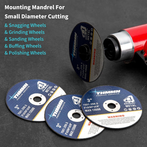 Cut-Off Wheel Mounting Mandrel for Type 1 Cutting Wheels 3/8" & 1/4" Arbor 1/4" Shank Stem 4 Pack...