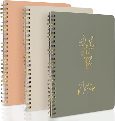 ZICOTO Aesthetic Spiral Notebook Set of 3 For Women - Cute College Ruled 8x6 Journal/Notebook with Large Pockets And Lined Pages - Perfect Supplie...