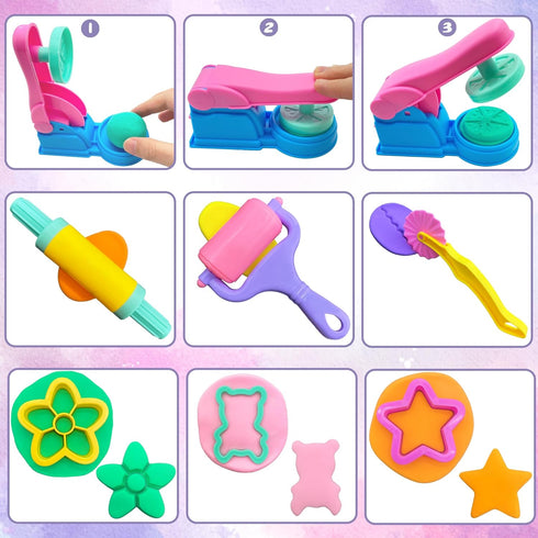 Playdough Tools 36pcs Play Dough Tools Set for Kids with Playdough Cutters,Roller,Rolling Pins,Dough Extruder...