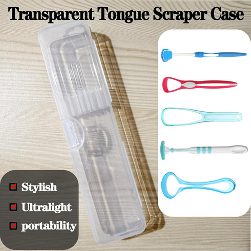 Tongue Scraper Case, Portable Tongue Scraper Travel Case?Transparent Tongue Cleaner Case?Tongue Scraper Holder...