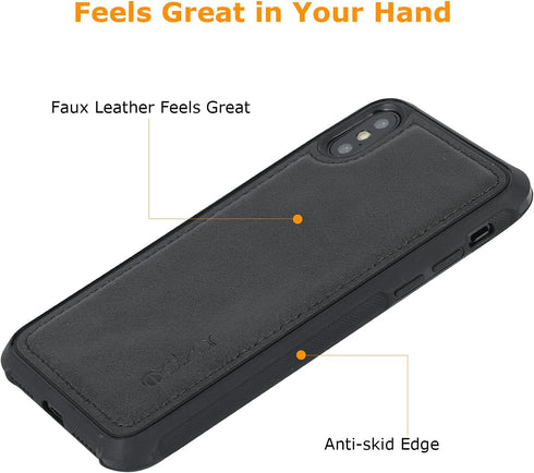 molzar MAG Series for iPhone Xs and iPhone X Case, Built-in Metal Plate for Magnetic Mount, Works with Qi-Certified Chargers, Compatible with iPho...