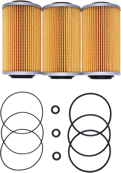 ZTUOAUMA 3X Oil Filters 420956741 420956740 with O-Ring Seals for Sea Doo GTI GTS SE GTR GTX SC RXP RXT RXPX RXTX Wake and All 4-Tec 130HP 185HP 2...