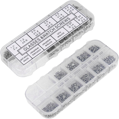 1100Pcs Eyeglasses Repair Kit, Tiny Sunglasses Screws, Glasses Screws and 5 Pairs Nose Pads with Micro Screwdriver Tweezer for Watch Clock Spectac...