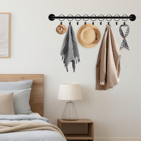 24 Pack 2 Inches Curtain Rings with Clips, Openable Drapery Metal Clip Iron Drapes Hangers Decorative for Windows Rods Rustproof, Black...