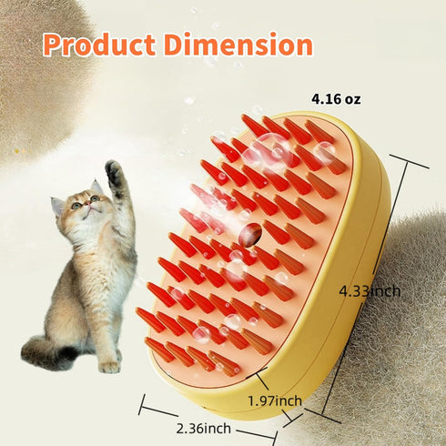 Cat Steam Brush, 3 In1 Steam Cat Brush, Spritz Defur Comb for Cats,Cat Steam Brush for Shedding,Steamy Cat Brush, Cloud Care Cat Brush for Cat,Dog...