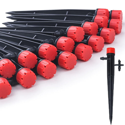 50pcs Drip Irrigation Emitters for 1/4" Irrigation Tubing,Adjustable 360 Degree Irrigation Dripper with 1/4" Barbed Coupling Fittings,Garden Drip ...