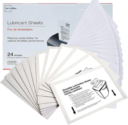 1InTheOffice Paper Shredders Lubricant Sheets 5 1/2"" x 2 3/4"", Shredder Sharpening & Lubricant Sheets, Shredder Cleaning Sheets, 24 Pack...