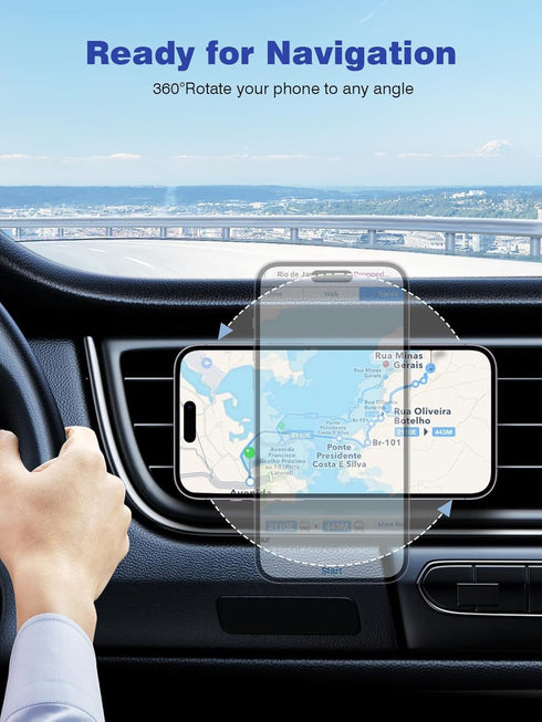 Magnetic Wireless Car Charger, Design for MagSafe Car Mount Charger, Strong Magnetic 15W Fast Charging Car Charger Phone Holder with USB Car Charg...