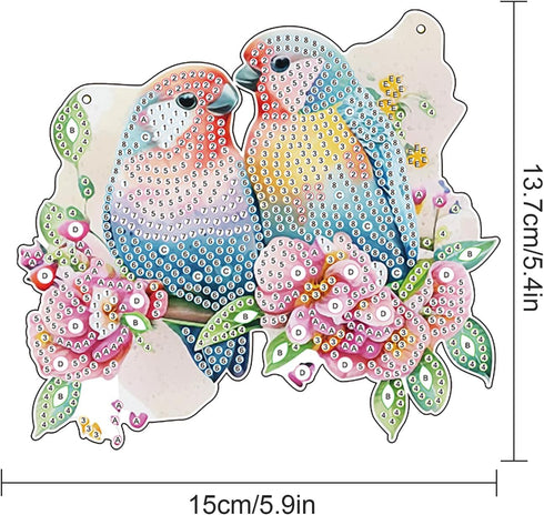 DIY 5D Parrot Diamond Painting Kits Hanging Sign Wall Art Sign Special Shaped Diamond Art Window Hanging Ornament Pendants Home Garden Wall Door H...