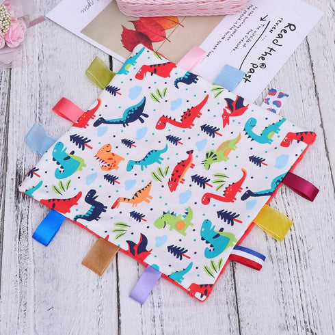 Inchant Boy Tag Security Blanket - Baby Car Plush Comforter Taggy Blankies, Pale Green Textured Underside...