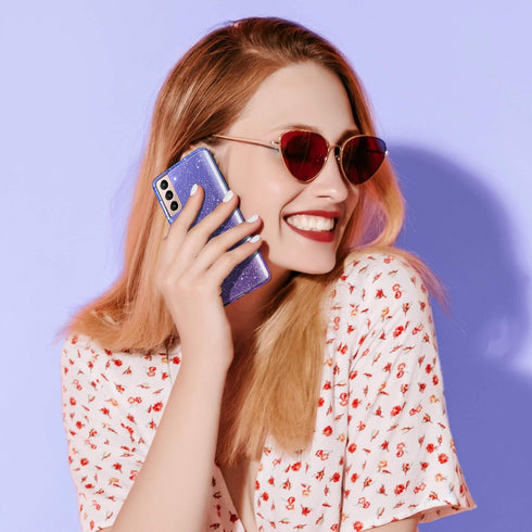 ULAK Galaxy S21 Case, Clear Glitter Case Sparkly Soft TPU Bumper Bling Cover for Women Girls Transparent Protective Phone Case for Samsung Galaxy ...