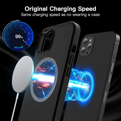 xiwxi Silicone Magnetic Case for iPhone 13 Pro Max Case, Built-in Ultra Magnets Compatible with Magsafe Wireless Charging Microfiber Lining Liquid...