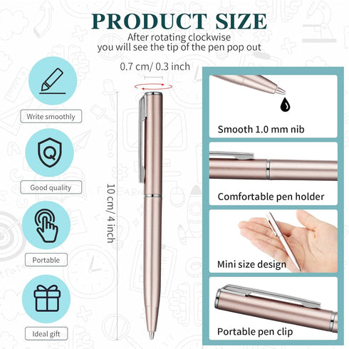 Teling 72 Pcs Small Ballpoint Pen Mini Pens Bulk 4 Inch Short Small Pens Tiny Pen Ink Ballpoint Pens for Notebook Pockets Signature Notepads Schoo...