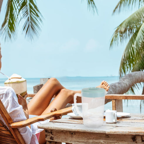 Hemoton Plastic Pitcher with Lid,2000ml Lemonade Pitcher,Pitcher with Lid Covered,Juice Beverage Jar,Airtight Pitcher Jug Juice Pitcher Milk Conta...