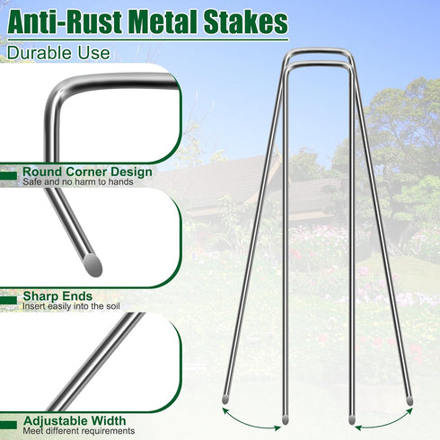 12 Inch 11 Gauge Galvanized Landscape Staples Stakes for Decoration, 12/25/100pcs Garden Metal Stakes for Weed Barrier Fabric, Fence Stakes, Tent ...