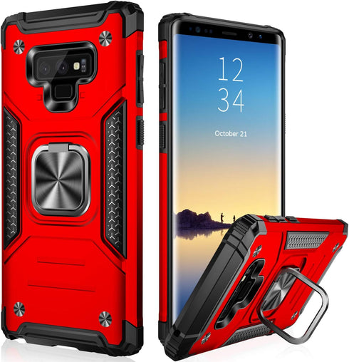 IKAZZ for Galaxy Note 9 Case,Dual Layer Soft Flexible TPU and Hard PC Anti-Slip Full-Body Rugged Protective Phone Cover with Magnetic Kickstand Re...