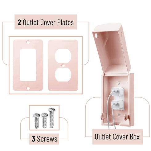 Bates - Baby Safety Outlet Cover Box, Pink, Outlet Covers Baby Proofing, Plug Covers Baby Proofing, Baby Outlet Cover, Socket Covers Baby Proofing...