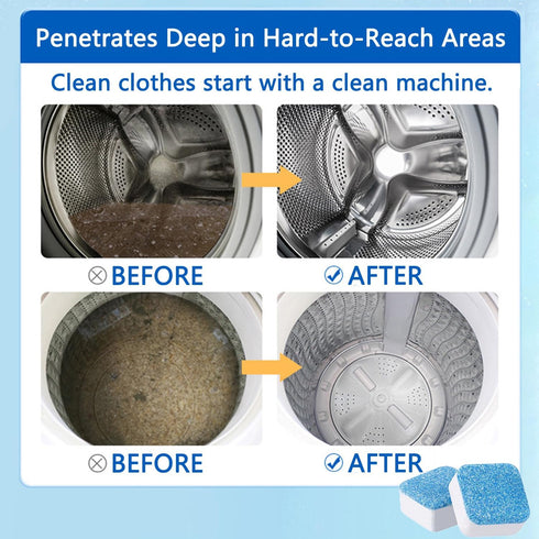 Washing Machine Cleaner Descaler 24 Pack Deep Cleaning Tablets For Front Loader & Top Load Washer, Clean Inside Drum And Laundry Tub Seal 12 Month...