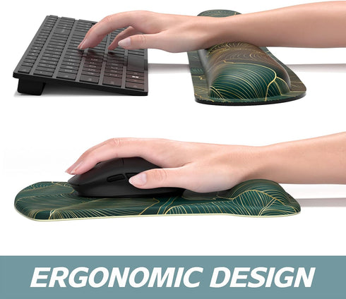 ITNRSIIET Mouse Pad Wrist Support Keyboard Wrist Rest Pad Ergonomic Mousepad Non-Slip Memory Foam Keyboard Pad Easy Typing Pain Relief Perfect for...