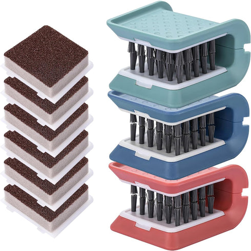 Knife Cleaner, 3 Pack Cutlery Cleaner, Blade Cleaner with 3 Pcs Replacement Sponge Brush Head, for Kitchen Chopsticks Fork Spoon Knives Washing (B...