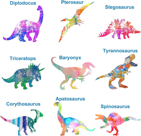 9 Pieces Dinosaurs Stencils Plastic Drawing Stencils Reusable Hollow Out Painting Stencils for DIY Craft...