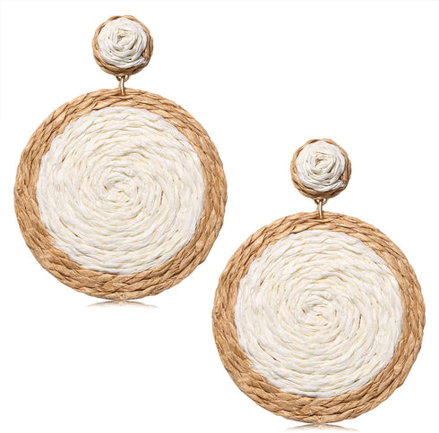 Rattan Earrings Boho Summer Beach Raffia Earrings for Women Handmade Rattan Ball Disc Dangle Drop Earrings Vacation Accessory Gifts...