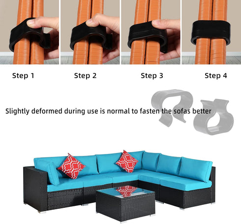 SUQ I OME Pack of 10 Outdoor Patio Garden Wicker Rattan Furniture Aligment Sofa Rattan Chair Fastners Clip Sectional Connector - Non Slip (2.13 in...