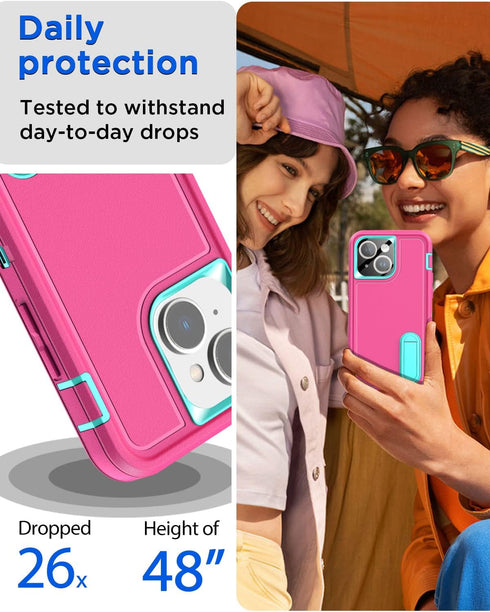 AICase for iPhone 14 Case Built-in Kickstand with Glass Screen Protector+Camera Lens,Heavy Duty Drop Protection Full Body Rugged Shockproof Milita...