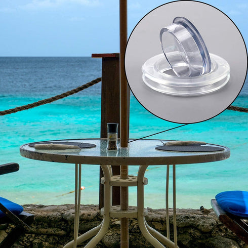 AIEX 2 Inch 2 Set Patio Table Umbrella Hole Ring and Cap Set Silicone Transparent Including 2 Rings and 2 Stoppers...