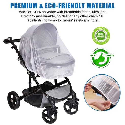Stroller Rain Cover and Baby Stroller Mosquito Net(2-Piece Set),Universal Stroller Accessory,Waterproof, Windproof Protection,Protect from Dust Sn...