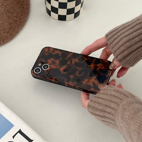 Tortoise Shell Retro Phone Case Compatible with iPhone 14 Pro Chic Amber Brown Leopard Stylish Classic Soft Slim Protective Cover for iPhone 14pro...