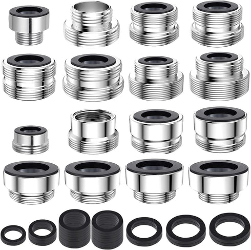 16 pcs Faucet Adapter Kit, CNYMANY Kitchen Aerator Adapter Set Male Female Sink Faucet Adapter Connecting Garden Hose Water Filter Standard Hose v...
