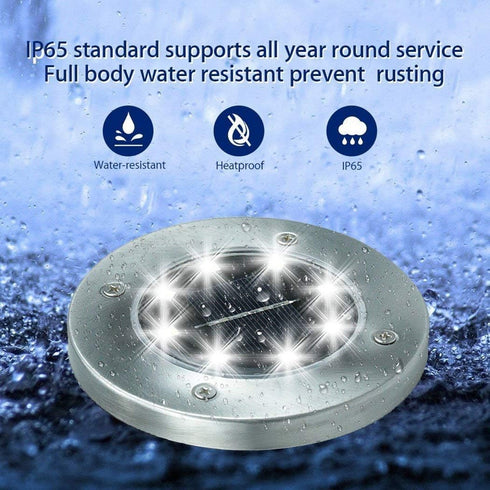 Aogist Solar Ground Lights, 8 LED Garden Lights Patio Disk Lights In-Ground Outdoor Landscape Lighting for Lawn Patio Pathway Yard Deck Walkway (W...