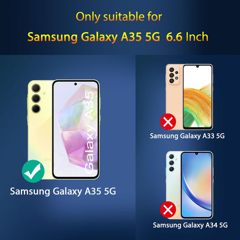 3 Pack Screen Protector for Samsung Galaxy A35 + 3 Pack Camera Lens Protector, Ultra HD Tempered Glass, 9H Hardness, Anti Scratch, Easy Installati...