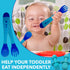 4 piece set of silicone spoon/fork and heat sensitive spoon/fork Baby Feeding Utensils Silicone Tip Self Feeding Chewable Spoon & Fork Toddler Tra...