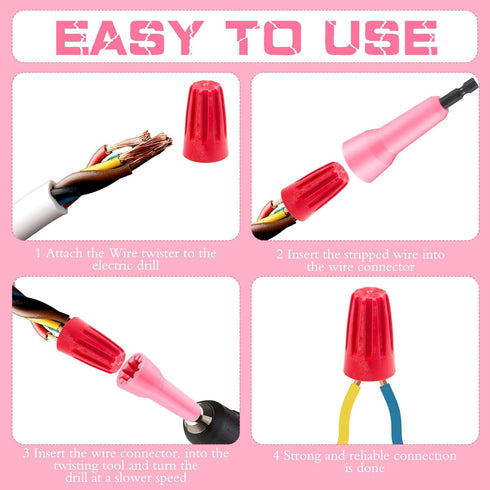 Bonuci 2 Pcs Wire Twister Tool for Drill, Wire Stripper Fast Wire Twisting Tool with 1/4" Chuck for Drill Wire Electrician Tool(Pink)...