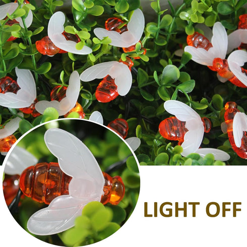 Solar Bee String Lights 20ft Outside, 40 LED Honeybee Fairy Lights Outdoor, Waterproof Solar Powered Bee Lights for Patio Yard Garden Grass Decor,...