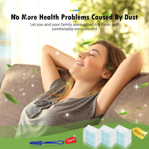 30 Count Duster Refills Compatible with Swiffer Dusters 180 / Extendable Handle Dusters, 180° Heavy Duty Multi-Surface Duster Replacement with 1 E...