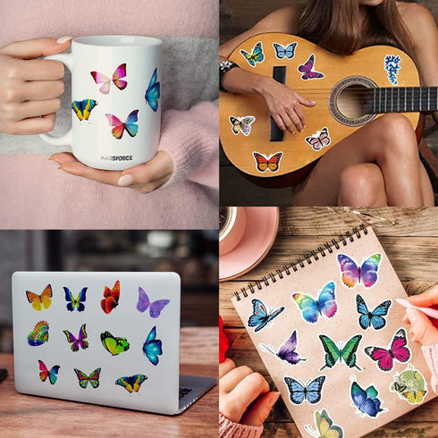Butterfly Stickers Set, Gift for Kids Teen, Cute Waterproof Vinyl Decals for Travel Luggage Suitcase Laptop Water Bottle Skateboard Bike Helmet Gu...