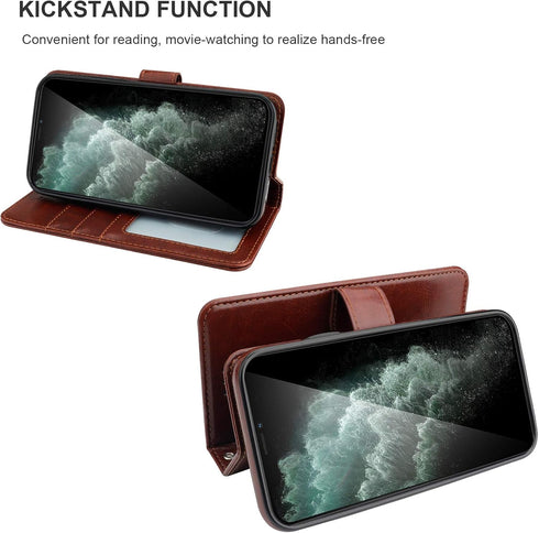 Bocasal for iPhone 11 Pro Wallet Case with Card Holder PU Leather Magnetic Detachable Kickstand Shockproof Wrist Strap Removable Flip Cover for iP...