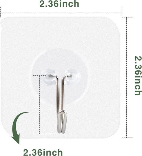 AROIC 58 Packs Adhesive Hooks for Hanging, Hook Heavy Duty Self Adhesive Wall Hooks 20 lbs / 9 kg (Max), Removable, Waterproof Hook for Bedroom Ki...