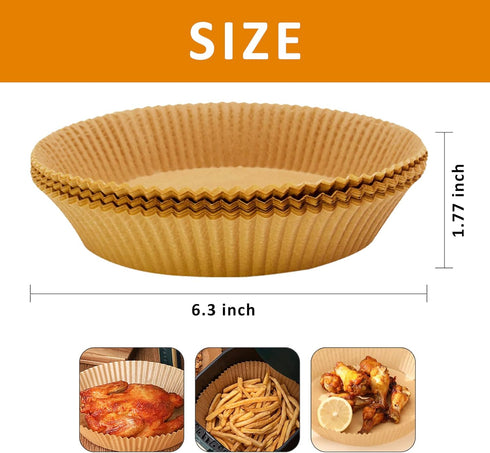 Disposable Air Fryer Paper Liners, 100 Pcs Round Non-Stick Parchment Paper, Oil-proof,Water-proof Cooking Baking Roasting Filter Pater for Air Fry...