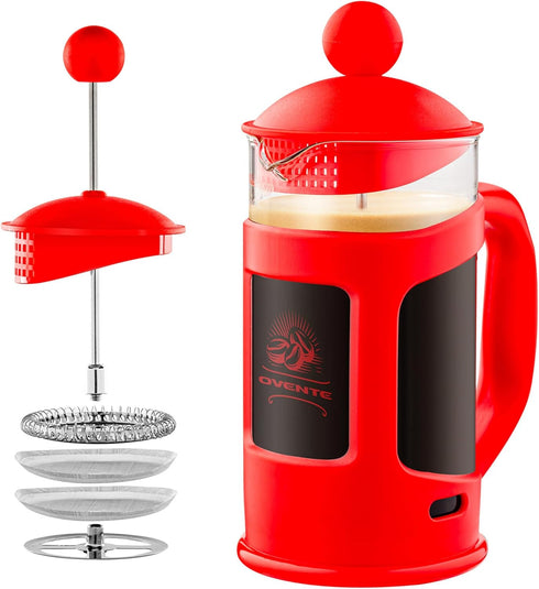 OVENTE French Press Coffee Maker 34 Ounce with Heat Resistant Borosilicate Glass & Stainless Steel 4-Level Filtration System, Portable Cold Brew C...