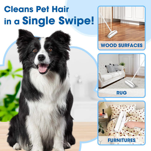 AZEN Large Lint Rollers for Pet Hair Extra Sticky, 9.45 in Sticky Rollers for Floor Carpet, 180 Sheets Giant Lint Roller Refills with 3 Extendable...
