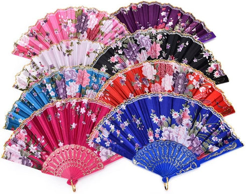 8 PCS Floral Hand Fans, Spanish Folding Hand Fan, Flower Dancing Fans,Summer Handheld Folding Fans Party Favors for Girls Women (8 Pack, Flower Pa...