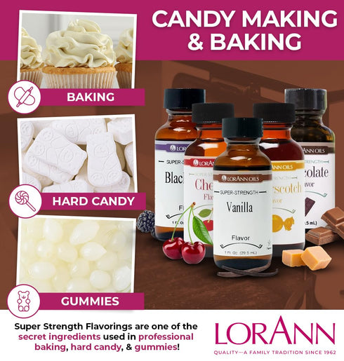LorAnn Oils Super Strength Flavoring - Used For Candy Making, Flavoring Extracts, Baking, Hard Candy, and Flavor Oils - Bold, Natural Flavors 4X S...