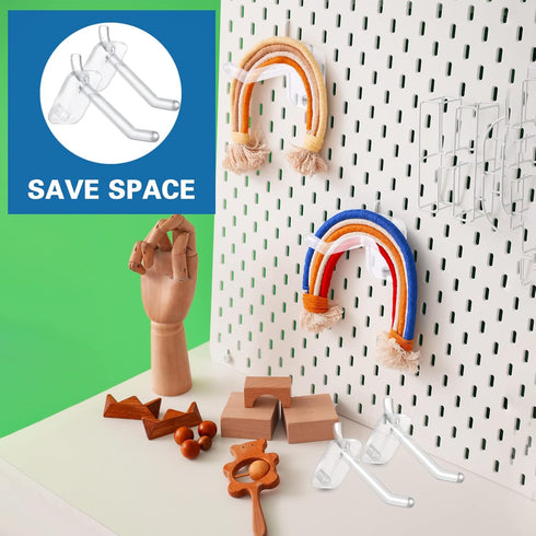 120 Pcs 2.4 Inch Plastic Pegboard Hooks Peg Board Shelving Hooks Pegboard Locking Hooks for Peg Boards Craft, Storage, Garage, Kitchen, Tools and ...