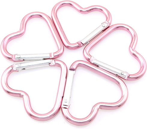 10pcs Heart-Shaped Aluminum Snap Hook Clip Key Holder, Keychain Clip (Light Pink)...