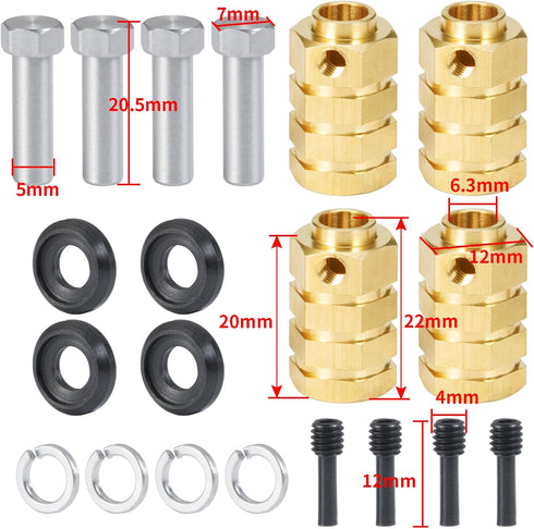 RCLIONS 12mm Brass Wheels Spacers +20mm Extension Wheel Hubs Hex for TRX4 1/10 RC Crawler Truck Car...